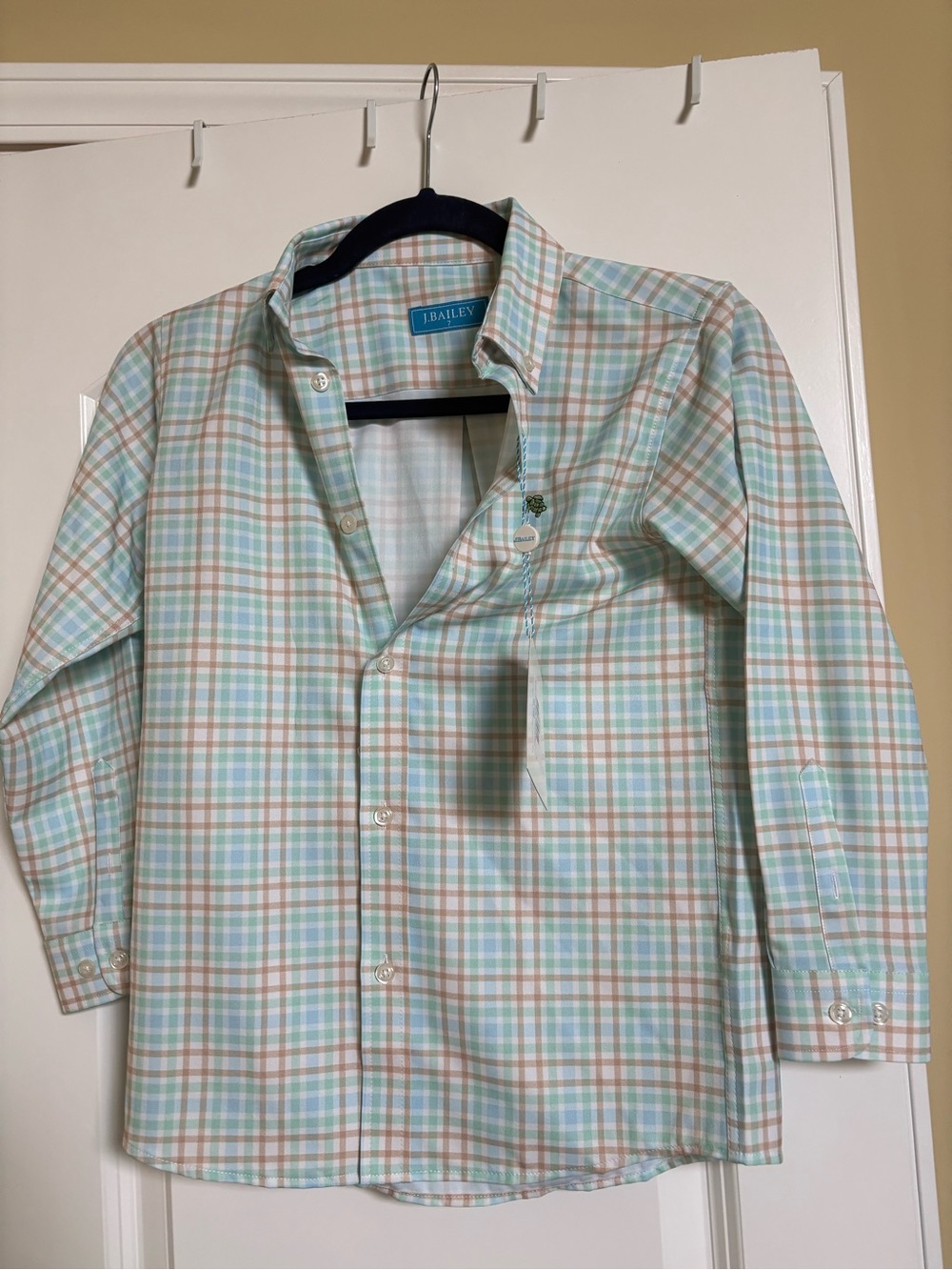 J. Bailey Boys Size 7 Alpine Plaid Performance Button Down Shirt NWT